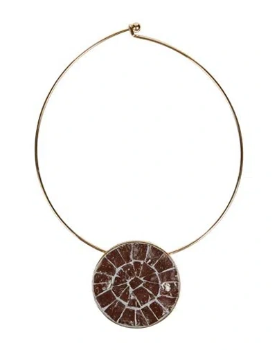 Jil Sander Woman Necklace Brown Size - Metal