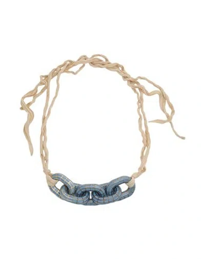 Jil Sander Woman Necklace Cream Size - Metal, Textile Fibers In Gold