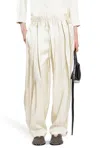 Jil Sander Wide Camal Glossy Beige Pants In Off-white