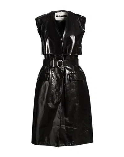 Jil Sander Woman Overcoat & Trench Coat Black Size 2 Cow Leather