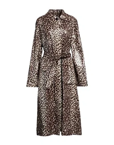 Jil Sander Woman Overcoat & Trench Coat Brown Size 4 Cotton, Silk