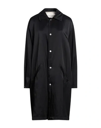 Jil Sander Woman Overcoat & Trench Coat Black Size M Rayon, Cotton, Wool, Silk