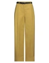 Jil Sander Woman Pants Lime Green Size 4 Wool, Cow Leather In Green