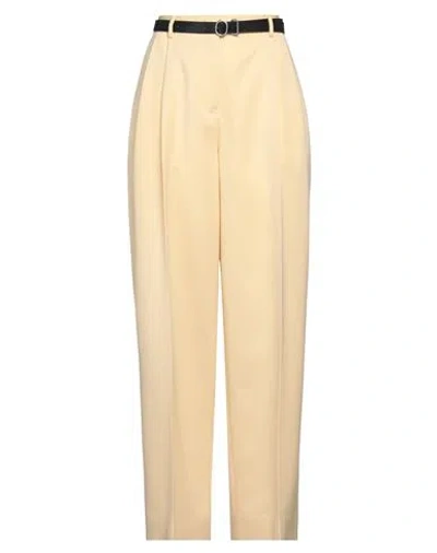 Jil Sander Woman Pants Apricot Size 4 Wool, Cow Leather In Orange