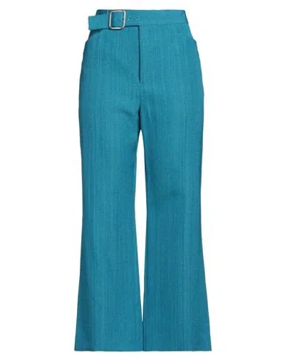 Jil Sander Woman Pants Azure Size 8 Viscose, Silk In Blue