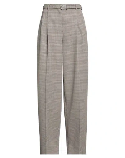 Jil Sander Woman Pants Beige Size 10 Virgin Wool, Cow Leather