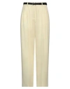 Jil Sander Woman Pants Light Yellow Size 2 Wool, Cow Leather