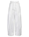 Jil Sander Pleated Cotton Wide Leg Pants In White
