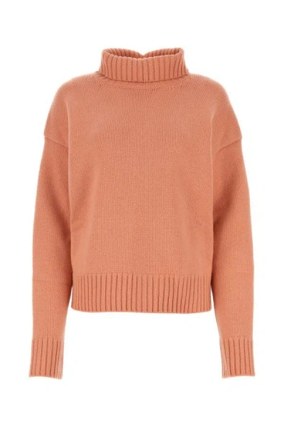 Jil Sander Turtleneck Cashmere Blend Oversized Sweater In Orange