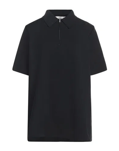 Jil Sander Zip-front Polo Top In Black