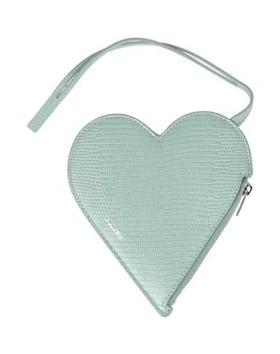 Jil Sander Woman Pouch Light Green Size - Leather In Blue