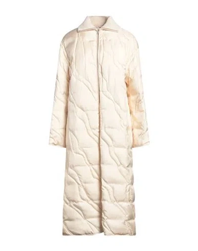 Jil Sander Woman Puffer Beige Size 2 Viscose, Virgin Wool
