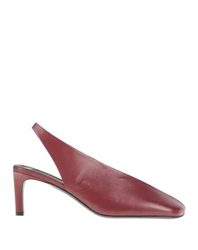 Jil Sander Woman Pumps Burgundy Size 9 Leather