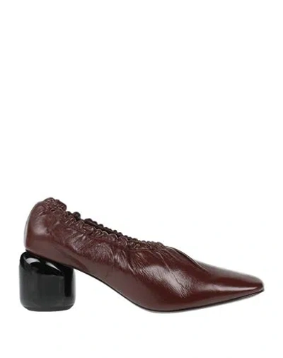 Jil Sander Woman Pumps Dark Brown Size 6.5 Soft Leather