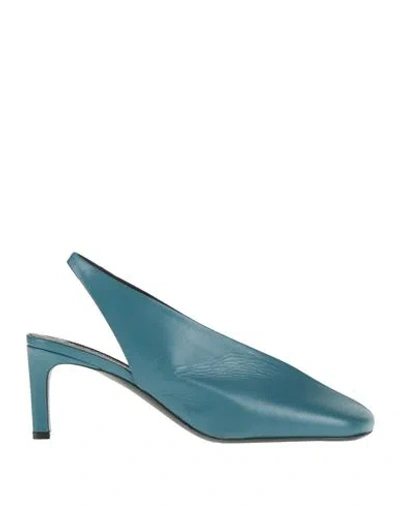 Jil Sander Woman Pumps Deep Teal Size 8 Leather