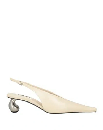Jil Sander Woman Pumps Ivory Size 7.5 Leather In Neutral