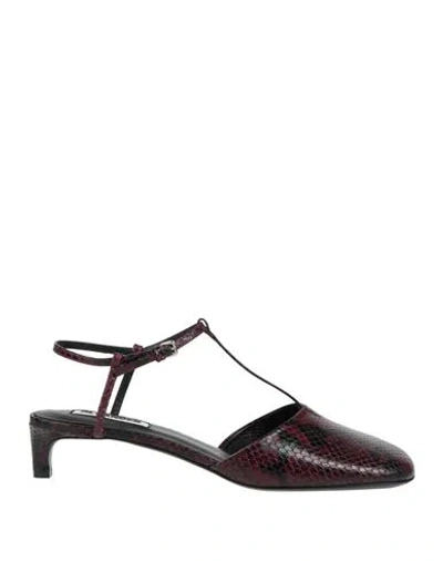 Jil Sander Woman Pumps Plum Size 8 Leather In Purple