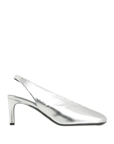 Jil Sander Woman Pumps Silver Size 7 Leather