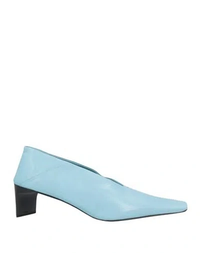 Jil Sander Woman Pumps Sky Blue Size 8 Leather