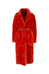 Jil Sander Women's Shearling Coat In Red