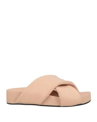 Jil Sander Woman Sandals Apricot Size 6 Leather In Multi