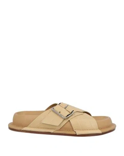 Jil Sander Woman Sandals Beige Size 8 Leather In Brown