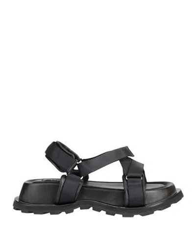 JIL SANDER JIL SANDER WOMAN SANDALS BLACK SIZE 12 TEXTILE FIBERS