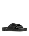 Jil Sander Black Leather Crossover Sandals In Black