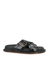 Jil Sander Crocodile-embossed Leather Sandals In Black