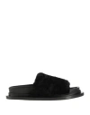 Jil Sander Woman Sandals Black Size 5 Leather, Shearling In Black