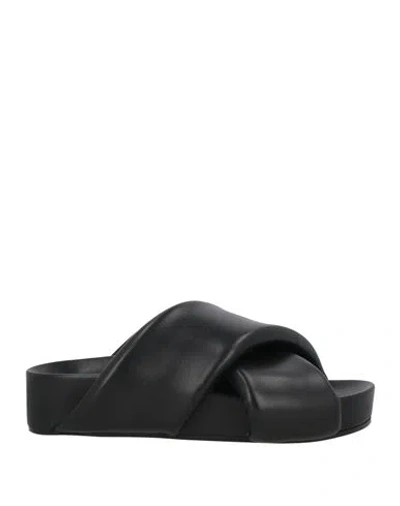 JIL SANDER JIL SANDER WOMAN SANDALS BLACK SIZE 6 LEATHER