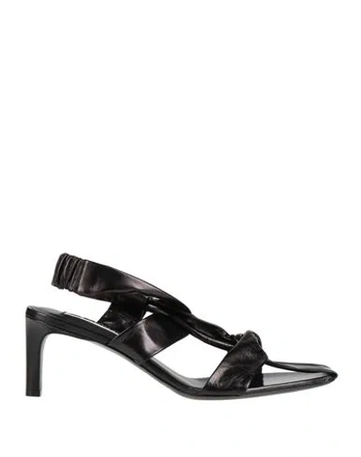 Jil Sander Woman Sandals Black Size 9.5 Soft Leather
