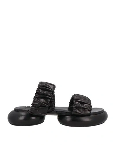 Jil Sander Woman Sandals Black Size 8 Calfskin
