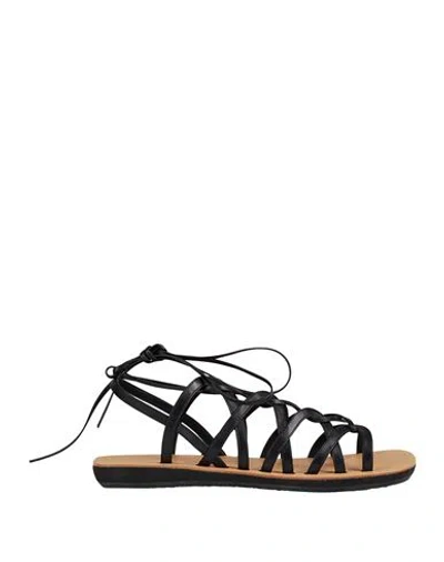 Jil Sander Woman Sandals Black Size 7.5 Calfskin