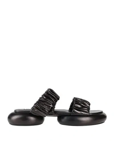 JIL SANDER JIL SANDER WOMAN SANDALS BLACK SIZE 8 CALFSKIN