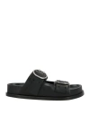 Jil Sander Woman Sandals Black Size 8 Calfskin In Black