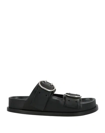 Jil Sander Woman Sandals Black Size 8 Calfskin