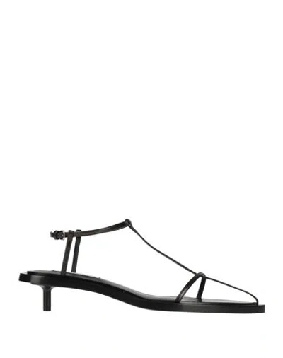 Jil Sander Woman Sandals Black Size 8 Leather