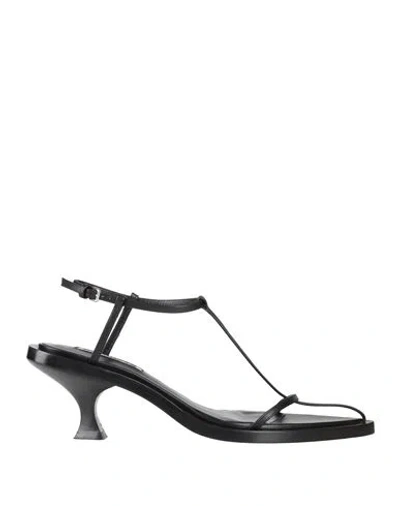 JIL SANDER JIL SANDER WOMAN SANDALS BLACK SIZE 7 LEATHER