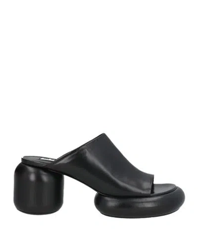 Jil Sander Leather Platform Sandals In Black
