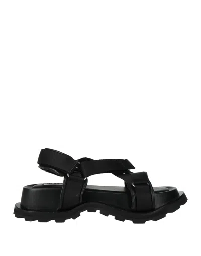 JIL SANDER JIL SANDER WOMAN SANDALS BLACK SIZE 8 TEXTILE FIBERS