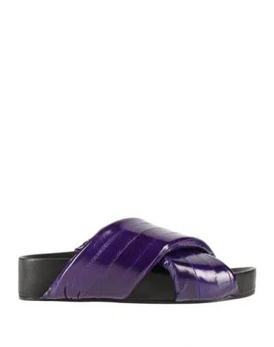 Jil Sander Woman Sandals Blue Size 5 Leather