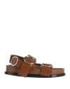 Jil Sander Woman Sandals Brown Size 6 Leather