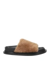 Jil Sander Woman Sandals Brown Size 9 Leather, Shearling