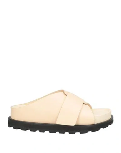 Jil Sander Woman Sandals Cream Size 8 Leather In Nude