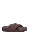 Jil Sander Criss Cross Designed Leather Sandals In Brown