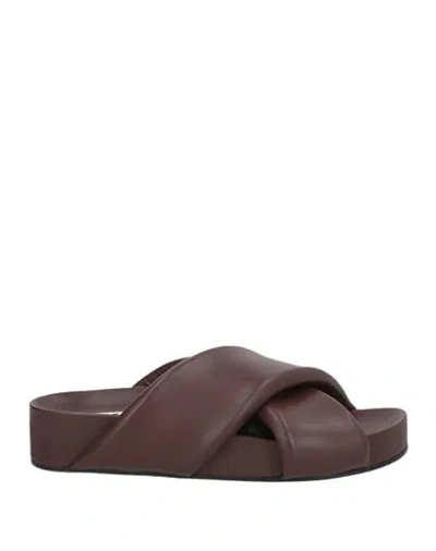 JIL SANDER JIL SANDER WOMAN SANDALS DARK BROWN SIZE 8 SOFT LEATHER