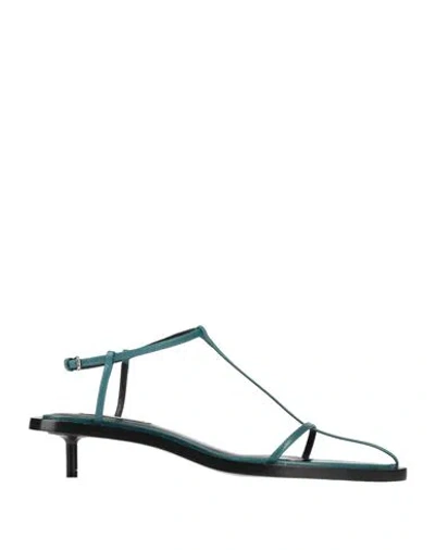 Jil Sander 35mm T-bar Leather Sandals In Petroleum