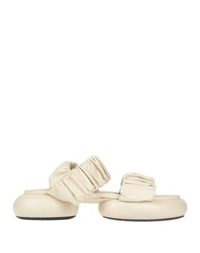 Jil Sander Woman Sandals Ivory Size 5 Leather In White