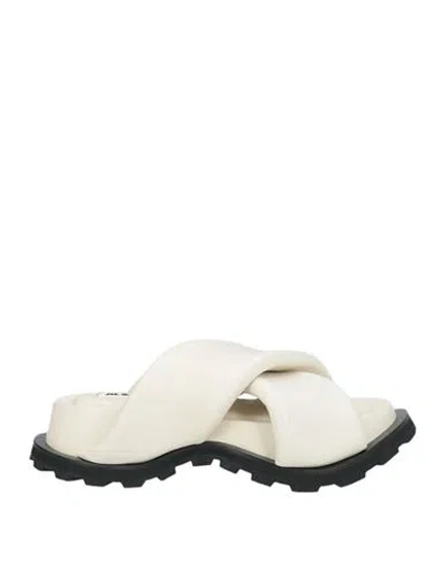 Jil Sander Woman Sandals Ivory Size 8 Leather In White